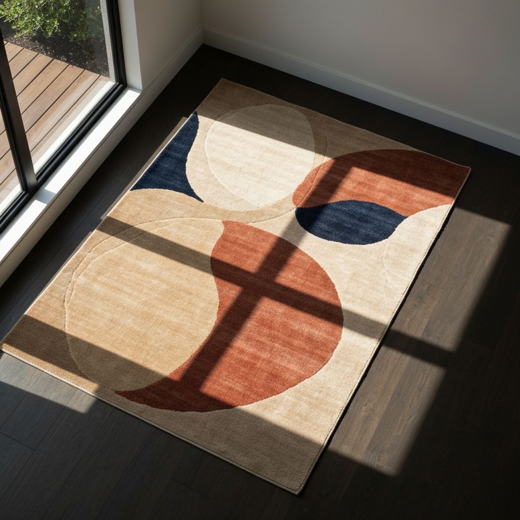 Alfombra de diseño moderno en sala de estar minimalista